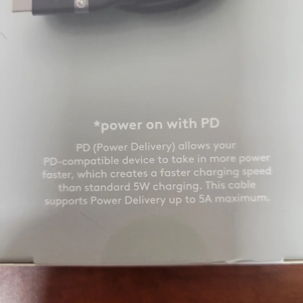 Heyday Black Soft Touch USB-C to USB-C Fast Charging Cable 4 Ft NIB